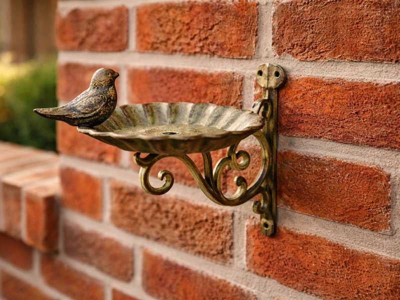 Nostalgie Futterschale mit Wandhalterung Gusseisen Antiklackierung