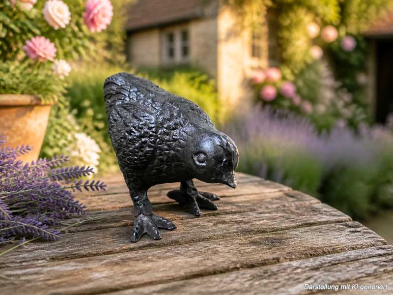 Gartenfigur "Küken" 0,6kg Gusseisen Hühnerstalldeko