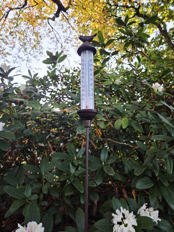 Garten-Thermometer "Vögelchen" zum Stecken auf Gartenstab 117cm Gusseisen