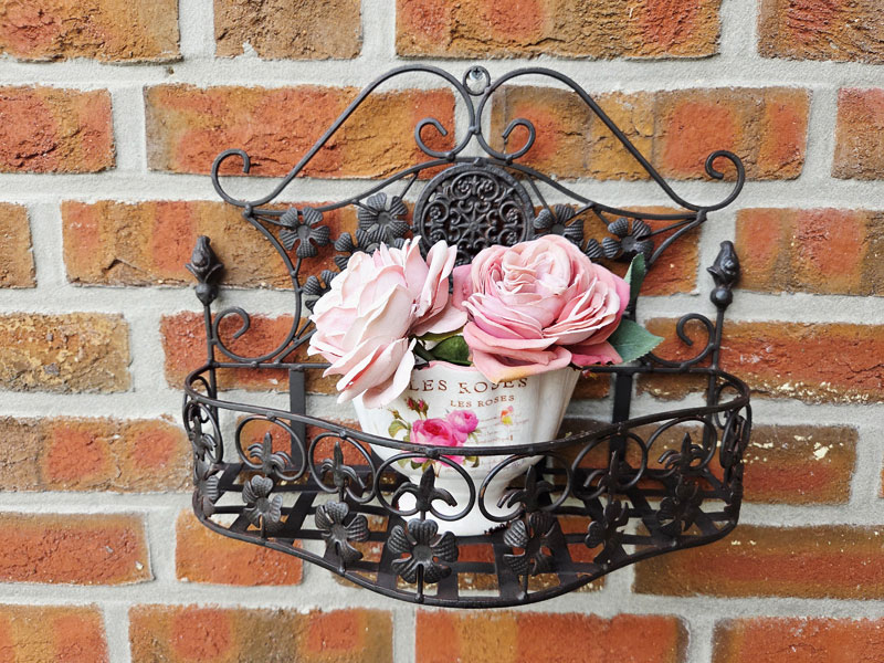 Wandhänger Pflanzkorb "Fleur de lis" 41x31cm Rostbraun Wandkorb