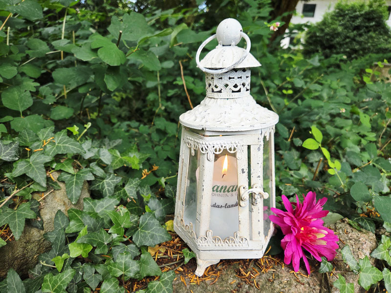 Shabby Chic Garten Laterne/Windlicht 30cm zum Stellen oder Hängen