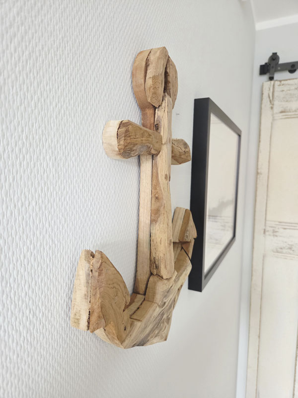 Handgefertigter Deko Anker aus recyceltem Teakholz 40cm zum Aufhängen oder Stellen
