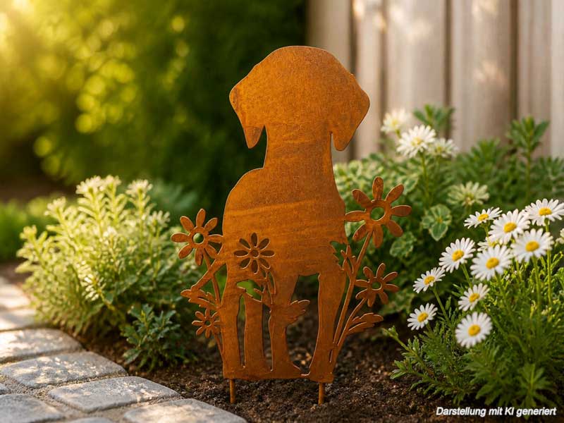 Beetfigur "Hund" 18x25cm Edelrost zum Stecken