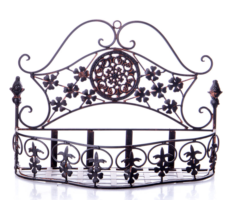 Wandhänger Pflanzkorb "Fleur de lis" 41x31cm Rostbraun Wandkorb