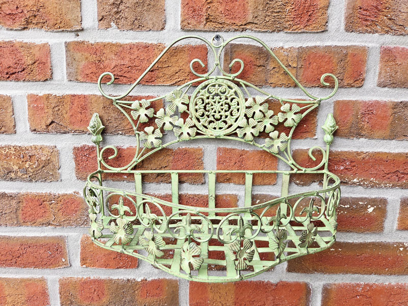 Wandhänger Pflanzkorb "Fleur de lis" 41x31cm Antik grün Wandkorb