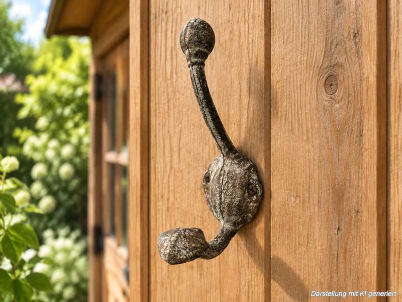 Großer Garderoben-Haken Wandhaken 16cm Antiklackierung Gusseisen