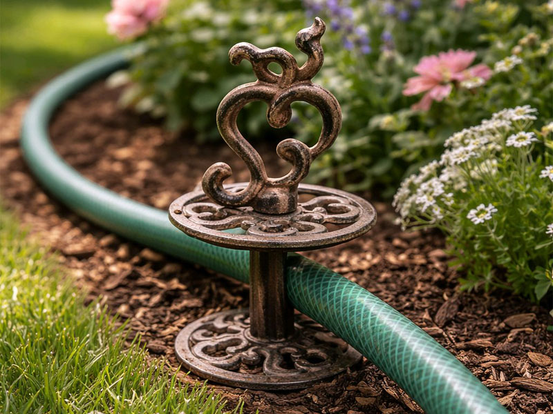 Nostalgische Gartenschlauchführung "Herz" Gusseisen