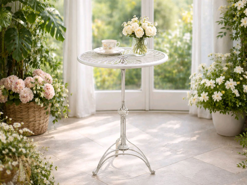 Nostalgischer Shabby Chic Blumentisch Beistelltisch Schmiedeeisen