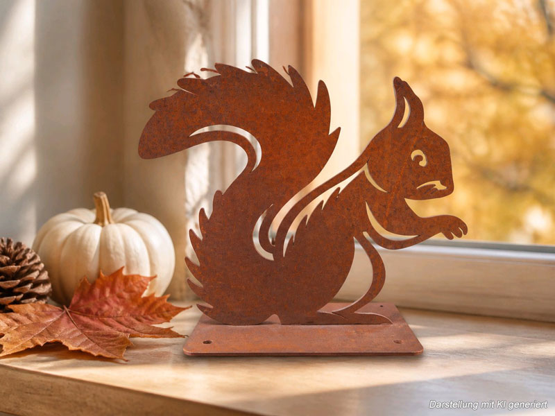 Edelrost Figur "Eichhörnchen" 20cm hoch Herbstdeko