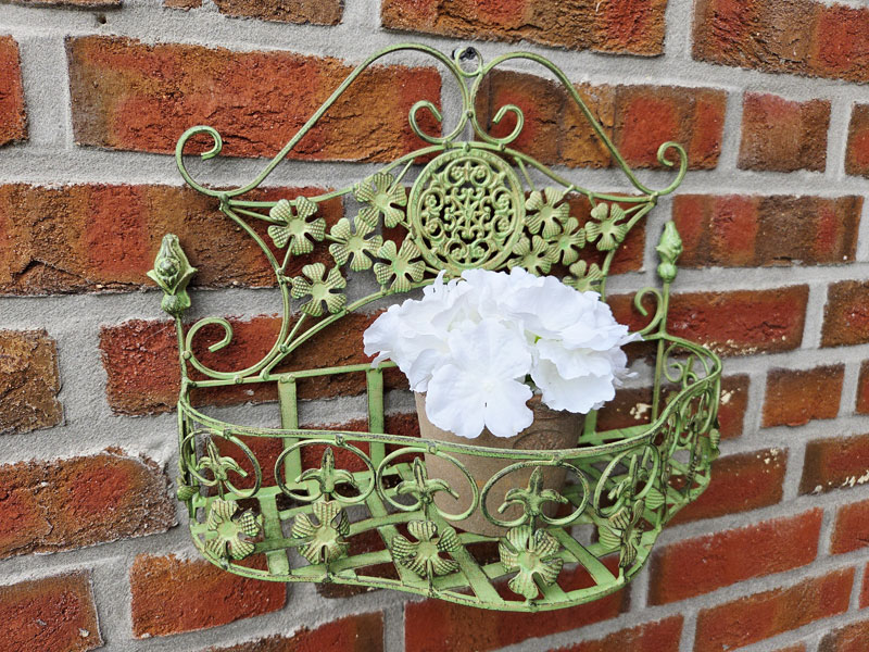 Wandhänger Pflanzkorb "Fleur de lis" 41x31cm Antik grün Wandkorb