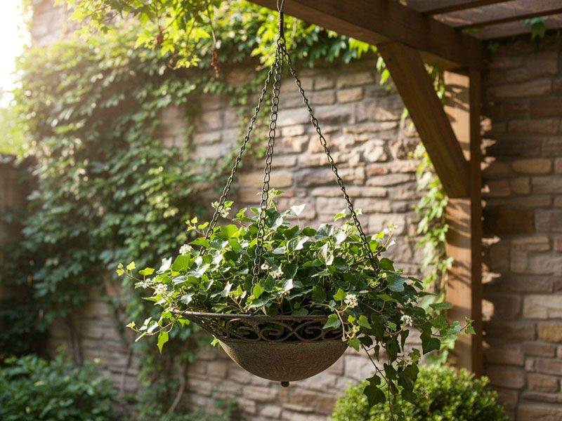 Nostalgische Hängeschale 36cm Ø "Fleur de lis" zum Dekorieren & Bepflanzen Blumenampel Aluguss