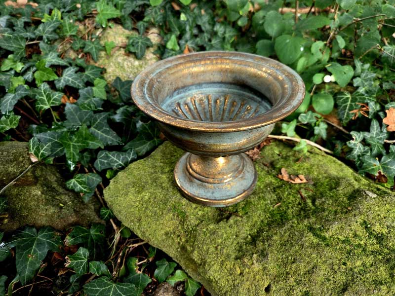 Antik Pflanzpokal "Kupferpatina" 16cm Ø Aluguss