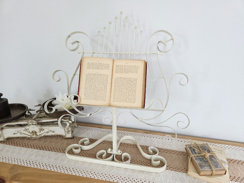 Große Tisch-Staffelei/Kochbuchständer Notenständer "Shabby Chic" Schmiedeeisen