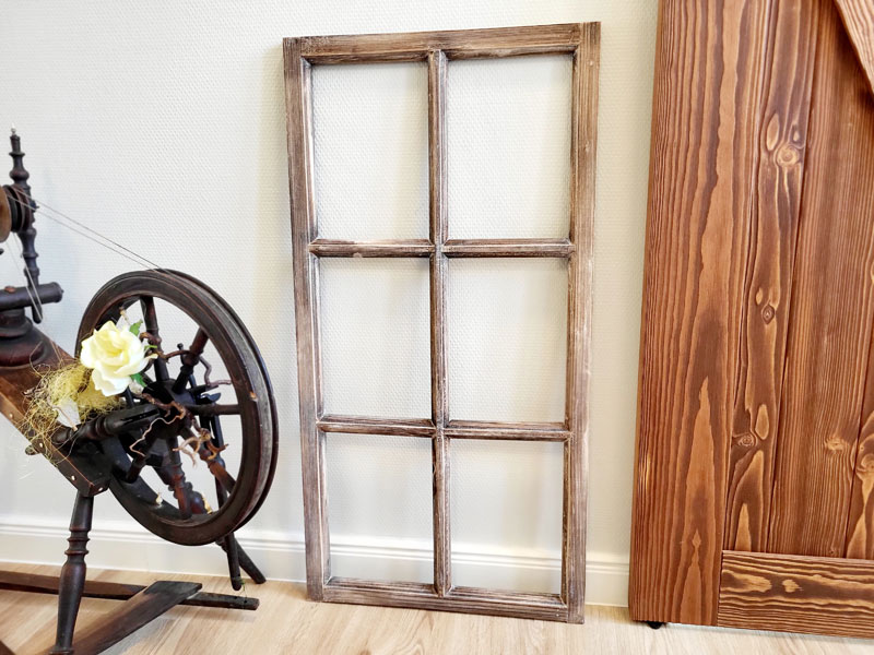 24) Deko Holzfenster 43x85cm "Landhaus braun"