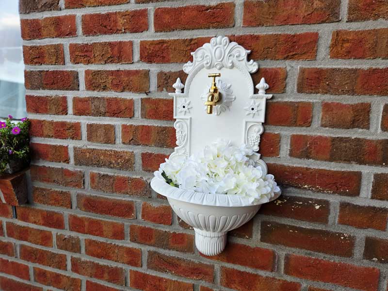 Nostalgisches Wandbecken Alu-Guss weiß Höhe 61cm