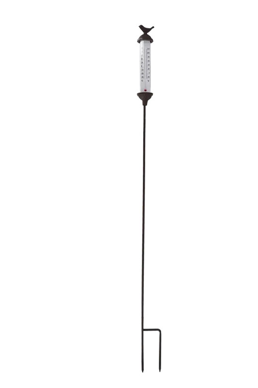 Garten-Thermometer "Vögelchen" zum Stecken auf Gartenstab 117cm Gusseisen